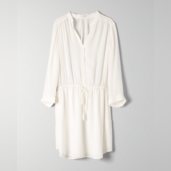 Aritzia Babaton 100% Silk Long Sleeve Bennett Mini Dress in White/Cream - Small - Picture 5 of 15